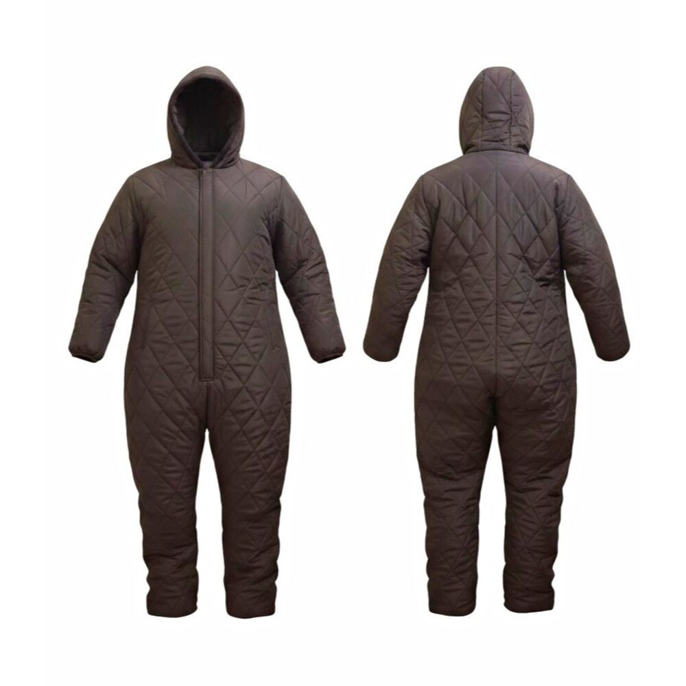 Black Quilted Hooded Insulated Coveralls Jumpsuit Unisex 5XL Poly/Spandex